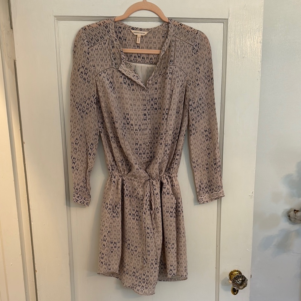 Rebecca Taylor - size 2 - Stylish Beige Patterned Silk Dress